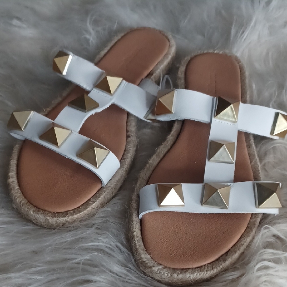 Maypol Leather Sandals With Gold Studs